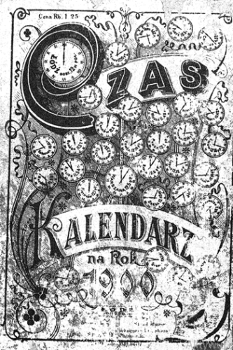 Czas kalendarz na rok 1900 - strona tytułowa. Zbiory WBP w Łodzi.