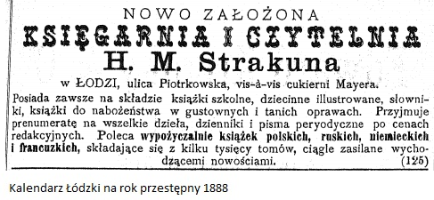 Kalendarz Łódzki na rok przestępny 1888 - Zbiory WBP w Łodzi.