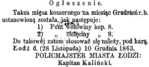 Łódzkie Ogłoszenia - Lodzer Anzeiger 1863 nr 4 - Zbiory WBP w Łodzi.