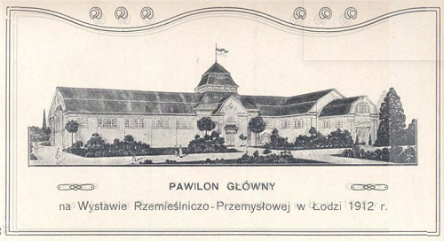 Wystawa Rzemieślniczo-Przemysłowa w Łodzi w 1912 Pawilon Główny. Zbiory WBP w Łodzi.